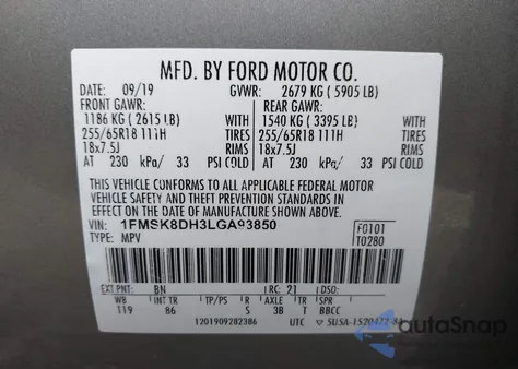 2020 Ford Explorer Xlt z USA, uszkodzony, nr VIN 1FMSK8DH3LGA93850